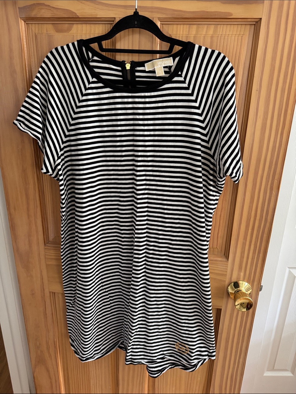 Michael Kors Black & White Striped Midi Dress